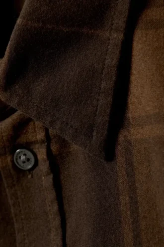 Oversized Boxy Checked Flannel Shirt – Medium Brown
