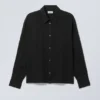Oversized Boxy Linen Blend Shirt – Black Oversized Boxy Linen Blend Shirt – Black