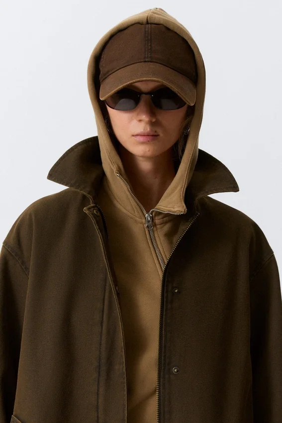 Oversized Canvas Car Coat – Dark Khaki Green Oversized Canvas Car Coat – Dark Khaki Green