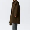 Oversized Canvas Car Coat – Dark Khaki Green Oversized Canvas Car Coat – Dark Khaki Green