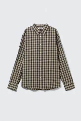 Oversized Checked Shirt – Checked Beige Oversized Checked Shirt – Checked Beige