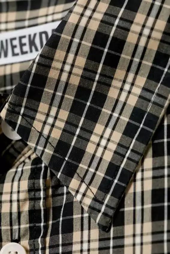 Oversized Checked Shirt – Checked Beige Oversized Checked Shirt – Checked Beige