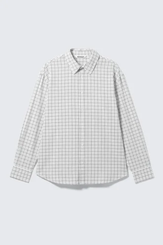 Oversized Checked Shirt – Checked White