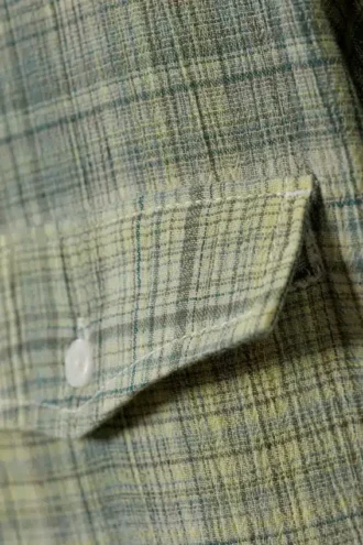 Oversized Checked Short Sleeve Shirt – Dusty Green Check