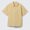 Oversized Cotton Canvas Short-Sleeved Shirt – Beige Oversized Cotton Canvas Short-Sleeved Shirt – Beige