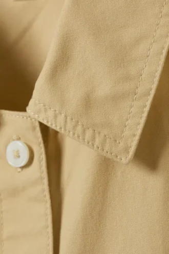 Oversized Cotton Canvas Short-Sleeved Shirt – Beige