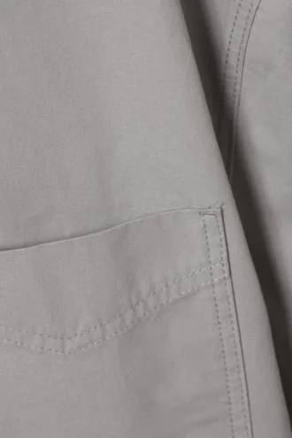 Oversized Cotton Canvas Short-Sleeved Shirt – Light Grey