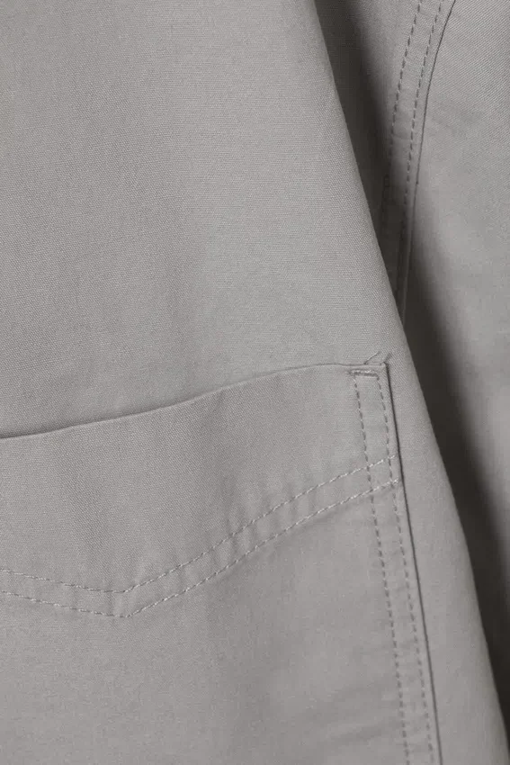 Oversized Cotton Canvas Short-Sleeved Shirt – Light Grey Oversized Cotton Canvas Short-Sleeved Shirt – Light Grey