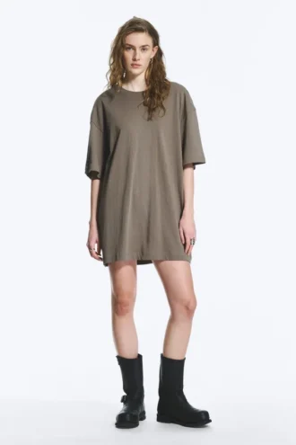 Oversized Cotton T-Shirt Dress – Dusty Grey