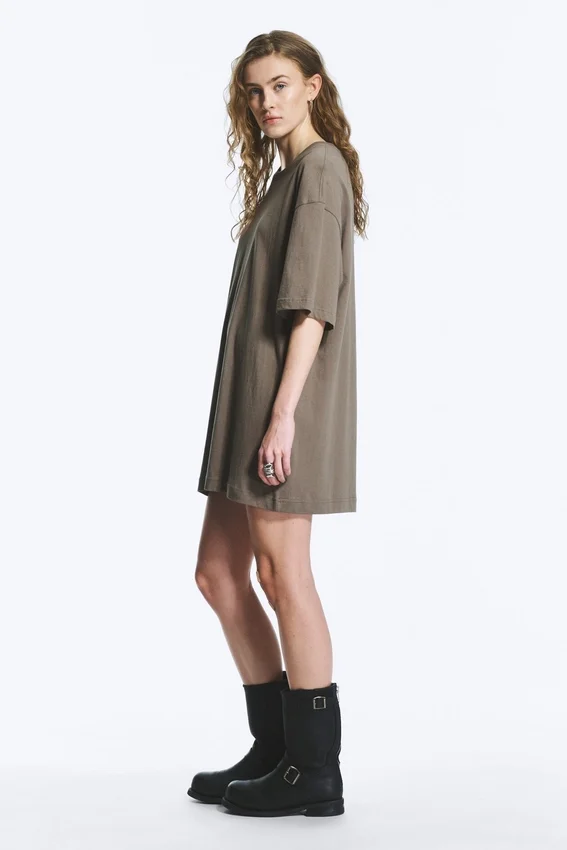 Oversized Cotton T-Shirt Dress – Dusty Grey Oversized Cotton T-Shirt Dress – Dusty Grey