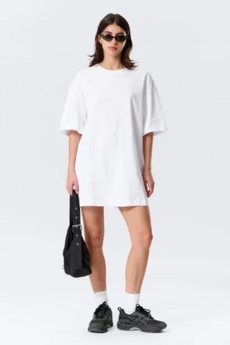 Oversized Cotton T-Shirt Dress – White