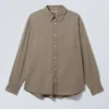 Oversized Cotton Viscose Shirt – Dusty Mole