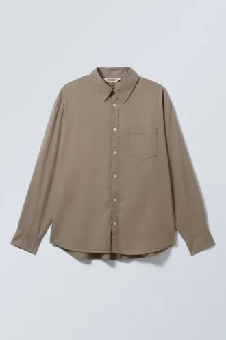 Oversized Cotton Viscose Shirt – Dusty Mole