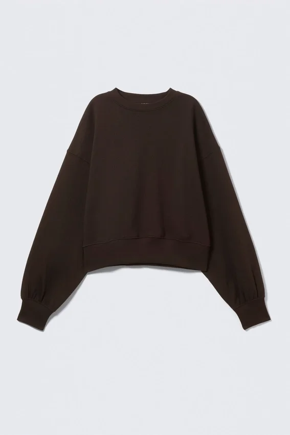 Oversized Crewneck Sweatshirt – Dark Brown Oversized Crewneck Sweatshirt – Dark Brown