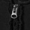 Oversized Cropped Frayed Zip Hoodie – Black Oversized Cropped Frayed Zip Hoodie – Black