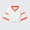 Oversized Cropped Mesh T-Shirt – White/Red Oversized Cropped Mesh T-Shirt – White/Red