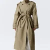 Oversized Double-Breasted Canvas Trench Coat – Beige Oversized Double-Breasted Canvas Trench Coat – Beige