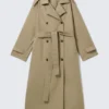 Oversized Double-Breasted Canvas Trench Coat – Beige Oversized Double-Breasted Canvas Trench Coat – Beige