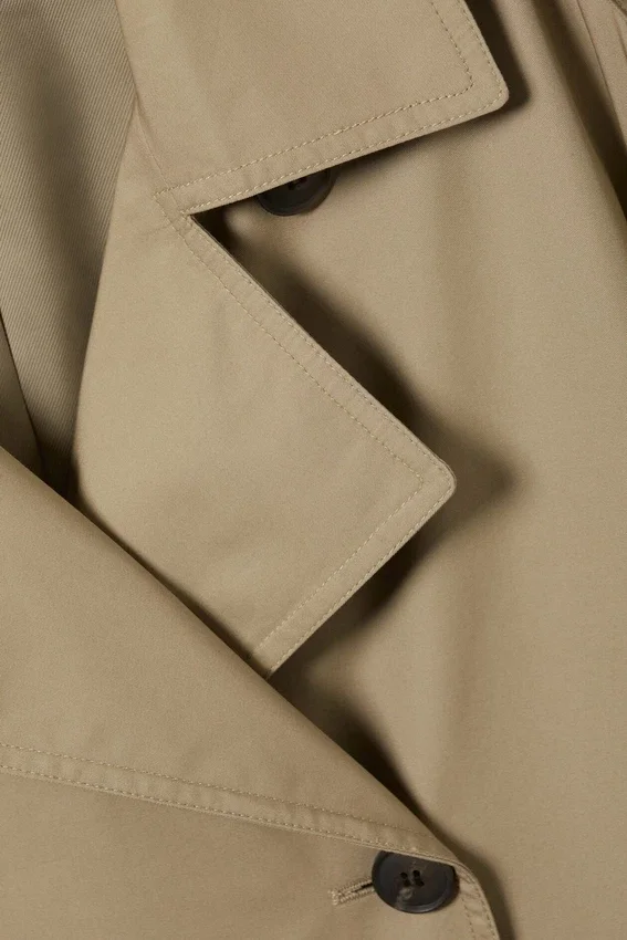 Oversized Double-Breasted Canvas Trench Coat – Beige Oversized Double-Breasted Canvas Trench Coat – Beige