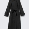 Oversized Double-Breasted Canvas Trench Coat – Black Oversized Double-Breasted Canvas Trench Coat – Black