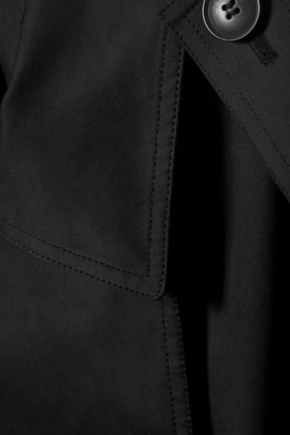 Oversized Double-Breasted Canvas Trench Coat – Black Oversized Double-Breasted Canvas Trench Coat – Black