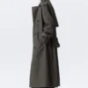 Oversized Double-Breasted Canvas Trench Coat – Dark Grey Oversized Double-Breasted Canvas Trench Coat – Dark Grey