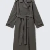Oversized Double-Breasted Canvas Trench Coat – Dark Grey Oversized Double-Breasted Canvas Trench Coat – Dark Grey
