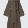 Oversized Double-Breasted Canvas Trench Coat – Dark Mole Oversized Double-Breasted Canvas Trench Coat – Dark Mole