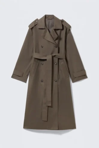 Oversized Double-Breasted Canvas Trench Coat – Dark Mole Oversized Double-Breasted Canvas Trench Coat – Dark Mole