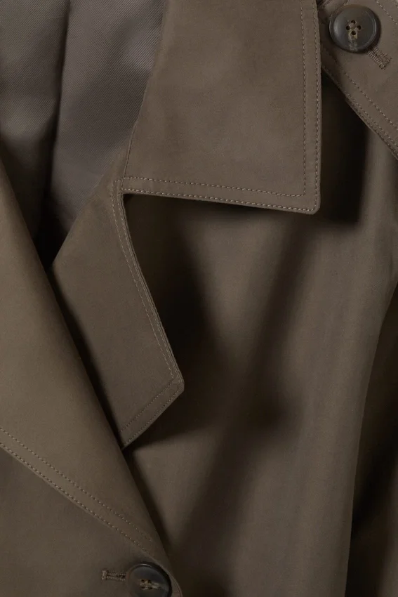 Oversized Double-Breasted Canvas Trench Coat – Dark Mole Oversized Double-Breasted Canvas Trench Coat – Dark Mole