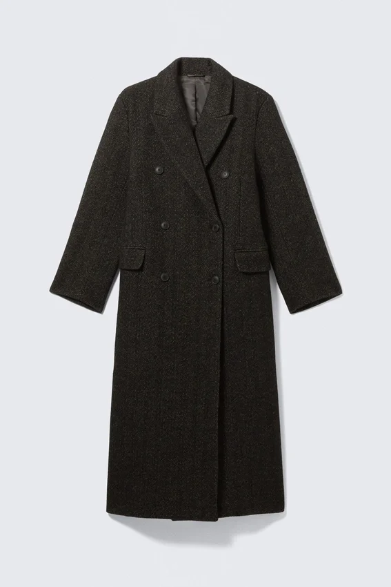 Oversized Double-Breasted Wool-Blend Coat – Dark Brown Oversized Double-Breasted Wool-Blend Coat – Dark Brown
