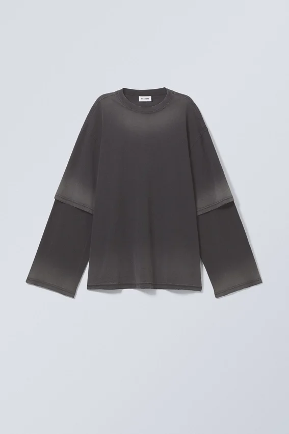 Oversized Double Dyed Longsleeve Top – Black Fade Oversized Double Dyed Longsleeve Top – Black Fade