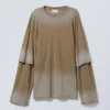 Oversized Double Dyed Longsleeve Top – Dark Beige Fade Oversized Double Dyed Longsleeve Top – Dark Beige Fade