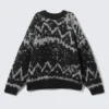 Oversized Fair Isle Knit Sweater – Dusty Black & Grey Haze Oversized Fair Isle Knit Sweater – Dusty Black & Grey Haze
