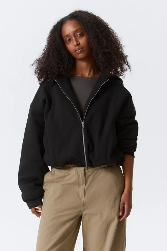 Oversized Fleece Zip Hoodie – Black Oversized Fleece Zip Hoodie – Black