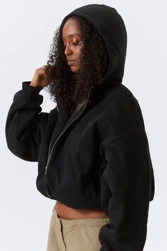 Oversized Fleece Zip Hoodie – Black Oversized Fleece Zip Hoodie – Black