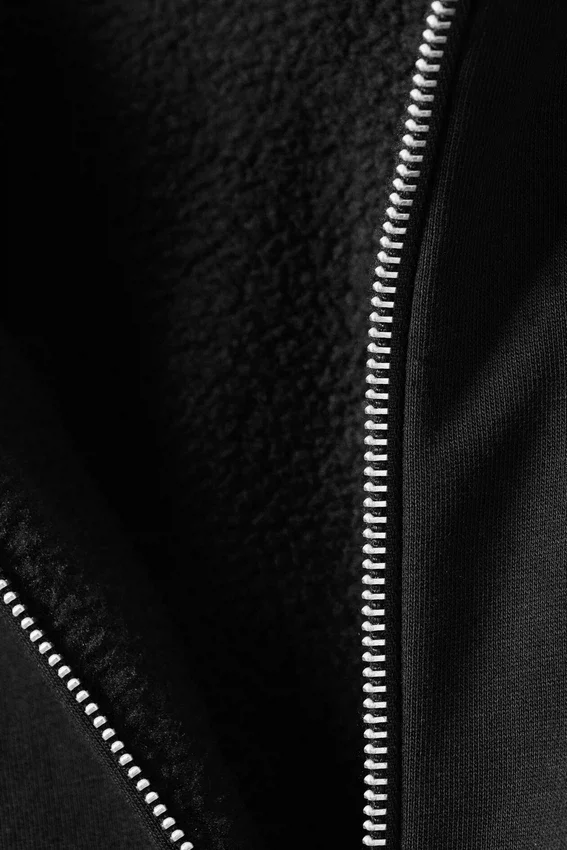 Oversized Fleece Zip Hoodie – Black Oversized Fleece Zip Hoodie – Black