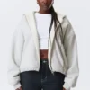 Oversized Fleece Zip Hoodie – Grey Melange Oversized Fleece Zip Hoodie – Grey Melange