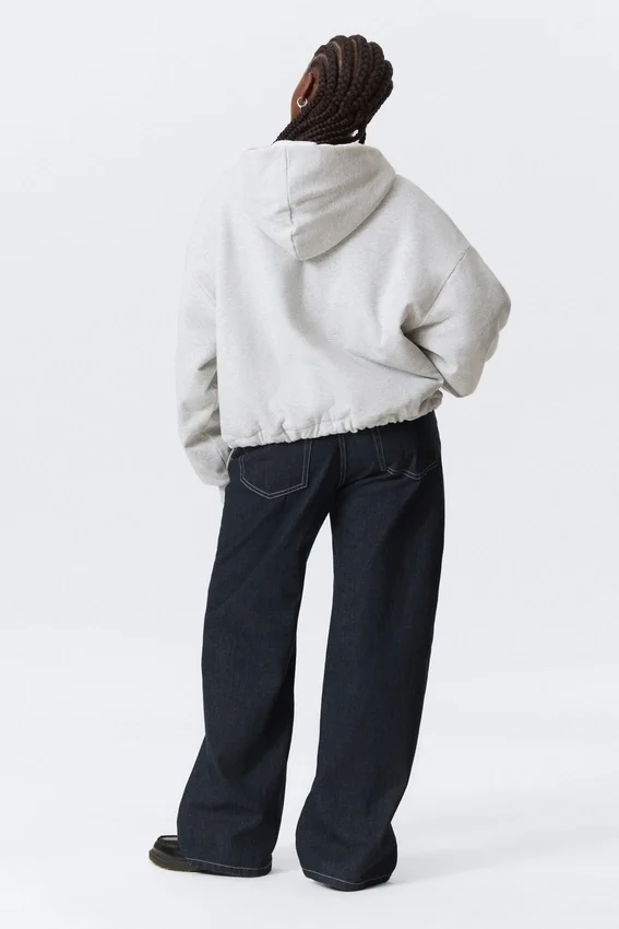 Oversized Fleece Zip Hoodie – Grey Melange Oversized Fleece Zip Hoodie – Grey Melange