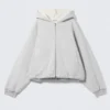 Oversized Fleece Zip Hoodie – Grey Melange Oversized Fleece Zip Hoodie – Grey Melange