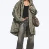 Oversized Funnel-Neck Canvas Parka – Khaki Green Oversized Funnel-Neck Canvas Parka – Khaki Green