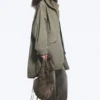 Oversized Funnel-Neck Canvas Parka – Khaki Green Oversized Funnel-Neck Canvas Parka – Khaki Green
