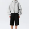 Oversized Funnel Neck Scuba Zip Hoodie – Grey Melange Oversized Funnel Neck Scuba Zip Hoodie – Grey Melange
