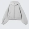 Oversized Funnel Neck Scuba Zip Hoodie – Grey Melange Oversized Funnel Neck Scuba Zip Hoodie – Grey Melange