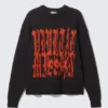 Oversized Graphic Cotton Knit Sweater – Black Oversized Graphic Cotton Knit Sweater – Black
