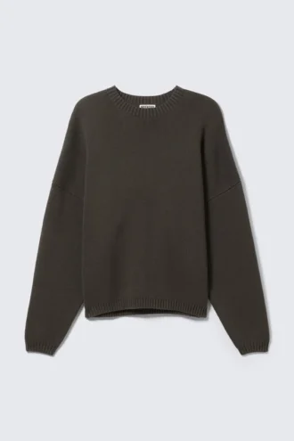 Oversized Graphic Knitted Cotton Sweater – Dark Mole – Back Print