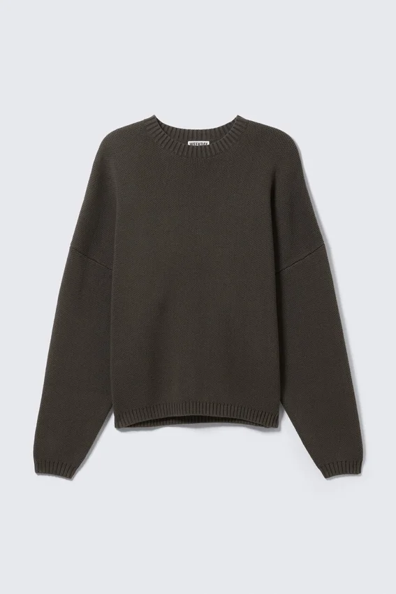Oversized Graphic Knitted Cotton Sweater – Dark Mole – Back Print Oversized Graphic Knitted Cotton Sweater – Dark Mole – Back Print