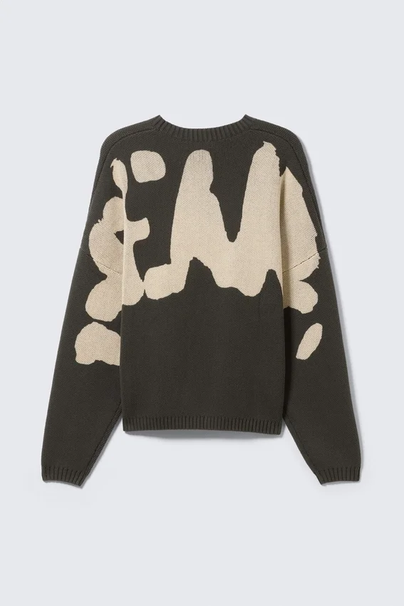 Oversized Graphic Knitted Cotton Sweater – Dark Mole – Back Print Oversized Graphic Knitted Cotton Sweater – Dark Mole – Back Print