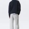 Oversized Graphic Knitted Cotton Sweater – Navy Blue – Alive Oversized Graphic Knitted Cotton Sweater – Navy Blue – Alive