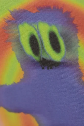 Oversized Graphic Printed T-Shirt – Hypno Purple Monster White